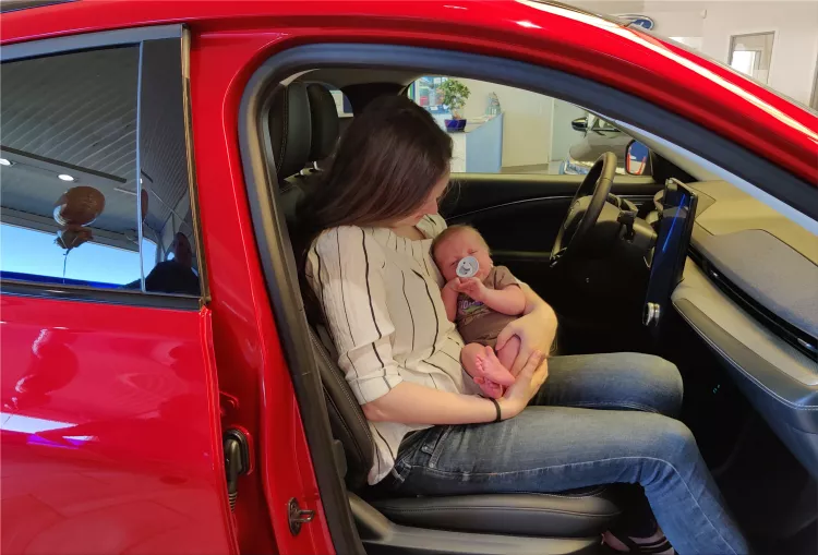 Christine gave birth in the front seat of a Ford Mustang Mach-E Facebook LinkedIn Twitter